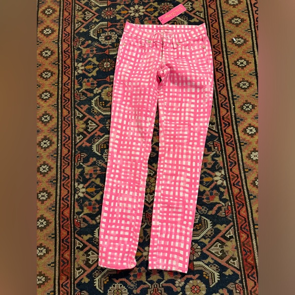 NWT 00 Lilly Pulitzer South Ocean Skinny Crop Jeans Pink Tropics Feeling Beachy - Picture 2 of 6
